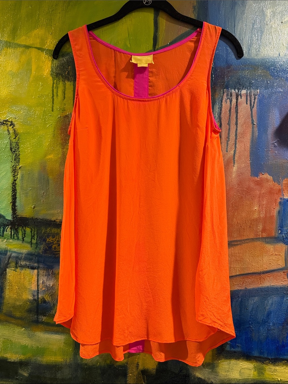 Maeve for Anthropologie orange and pink silk tank top size 4